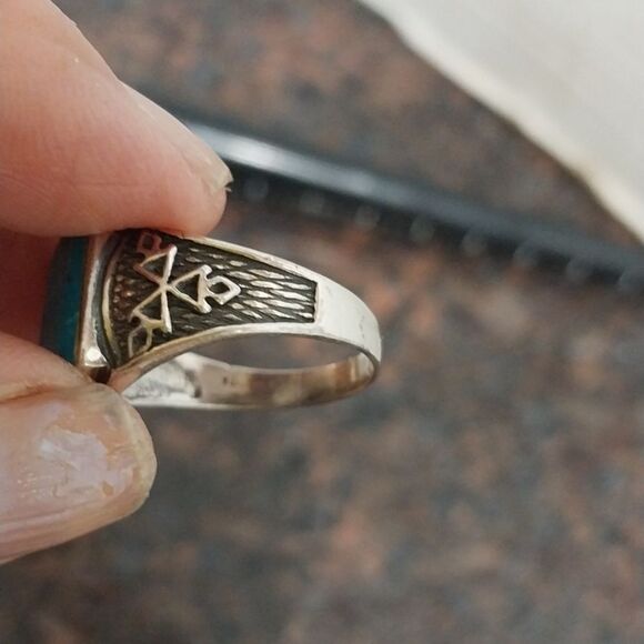 STERLING SILVER Hexagonal Turquoise Stone Ring....SIZE 10 - Picture 4 of 4